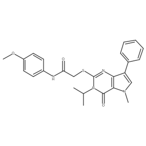 2-((3-isopropyl-5-methyl-4-oxo-7-phenyl-4,5-dihydro-3H-pyrrolo[3,2-d]pyrimidin-2-yl)thio)-N-(4-methoxyphenyl)acetamide Structure