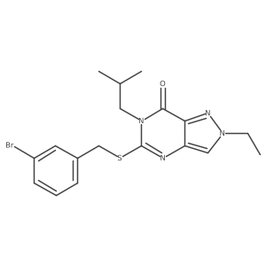 5-((3-bromobenzyl)thio)-2-ethyl-6-isobutyl-2H-pyrazolo[4,3-d]pyrimidin-7(6H)-one结构式