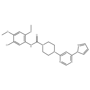 4-(6-(1H-pyrazol-1-yl)pyrimidin-4-yl)-N-(5-chloro-2,4-dimethoxyphenyl)piperazine-1-carboxamide Structure