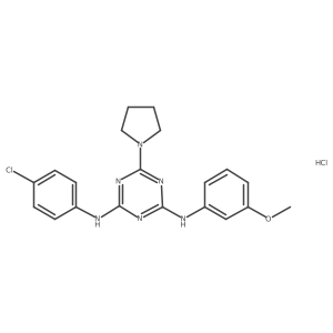 N2-(4-chlorophenyl)-N4-(3-methoxyphenyl)-6-(pyrrolidin-1-yl)-1,3,5-triazine-2,4-diamine hydrochloride结构式