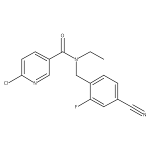 6-chloro-N-[(4-cyano-2-fluorophenyl)methyl]-N-ethylpyridine-3-carboxamide Structure