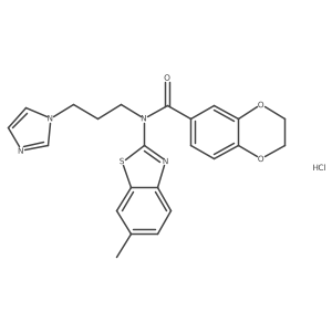 N-(3-(1H-imidazol-1-yl)propyl)-N-(6-methylbenzo[d]thiazol-2-yl)-2,3-dihydrobenzo[b][1,4]dioxine-6-carboxamide hydrochloride结构式