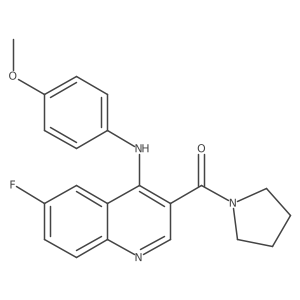 (6-Fluoro-4-((4-methoxyphenyl)amino)quinolin-3-yl)(pyrrolidin-1-yl)methanone结构式
