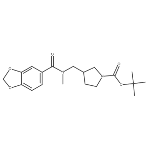 tert-Butyl 3-((N-methylbenzo[d][1,3]dioxole-5-carboxamido)methyl)pyrrolidine-1-carboxylate结构式