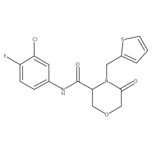 N-(3-chloro-4-fluorophenyl)-5-oxo-4-(thiophen-2-ylmethyl)morpholine-3-carboxamide Structure