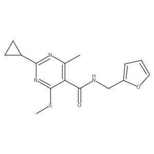 2-Cyclopropyl-N-(furan-2-ylmethyl)-4-methyl-6-methylsulfanylpyrimidine-5-carboxamide结构式