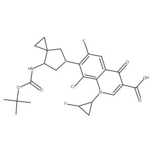 7-((S)-7-((tert-Butoxycarbonyl)amino)-5-azaspiro[2.4]heptan-5-yl)-8-chloro-6-fluoro-1-((1R,2S)-2-fluorocyclopropyl)-4-oxo-1,4-dihydroquinoline-3-carboxylic acid Structure