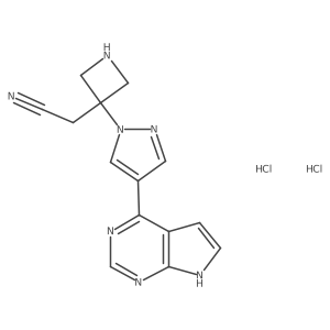 2-(3-(4-(7H-Pyrrolo[2,3-d]pyrimidin-4-yl)-1H-pyrazol-1-yl)azetidin-3-yl)acetonitriledihydrochloride Structure