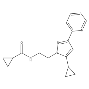 N-(2-(5-cyclopropyl-3-(pyridin-2-yl)-1H-pyrazol-1-yl)ethyl)cyclopropanecarboxamide结构式
