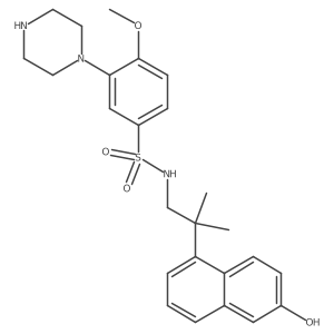 N-[2-(6-hydroxynaphthalen-1-yl)-2-methylpropyl]-4-methoxy-3-piperazin-1-ylbenzenesulfonamide结构式