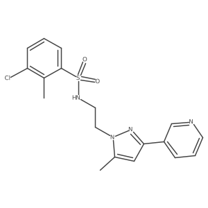 3-chloro-2-methyl-N-(2-(5-methyl-3-(pyridin-3-yl)-1H-pyrazol-1-yl)ethyl)benzenesulfonamide结构式