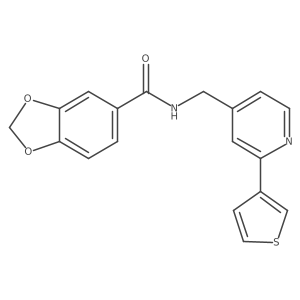 N-((2-(thiophen-3-yl)pyridin-4-yl)methyl)benzo[d][1,3]dioxole-5-carboxamide结构式