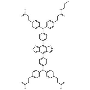 Benzenepropanoic acid, 4,4 inverted exclamation marka-[[4-[8-[[4-(2-carboxyethyl)phenyl][4-[3-[(2-mercaptoethyl)amino]-3-oxopropyl]phenyl]amino]-2|E4|A2-benzo[1,2-c:4,5-c inverted exclamation marka]bis[1,2,5]thiadiazol-4-yl]phenyl]imino]bis- Structure