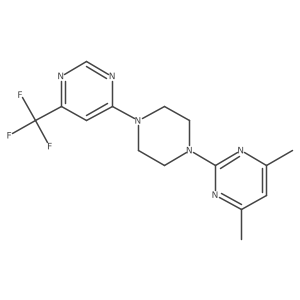 4,6-Dimethyl-2-{4-[6-(trifluoromethyl)pyrimidin-4-yl]piperazin-1-yl}pyrimidine Structure