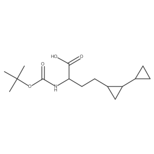 rac-2-{[(tert-butoxy)carbonyl]amino}-4-[(1R,2R)-2-cyclopropylcyclopropyl]butanoic acid Structure