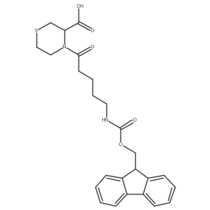 4-[5-({[(9H-fluoren-9-yl)methoxy]carbonyl}amino)pentanoyl]thiomorpholine-3-carboxylic acid结构式