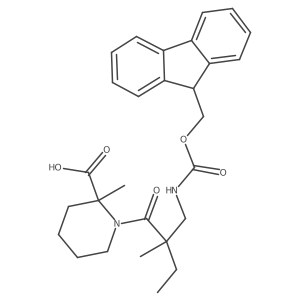 1-{2-[({[(9H-fluoren-9-yl)methoxy]carbonyl}amino)methyl]-2-methylbutanoyl}-2-methylpiperidine-2-carboxylic acid结构式