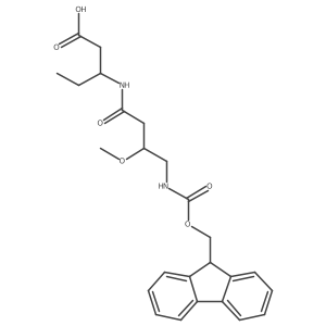 3-[4-({[(9H-fluoren-9-yl)methoxy]carbonyl}amino)-3-methoxybutanamido]pentanoic acid Structure