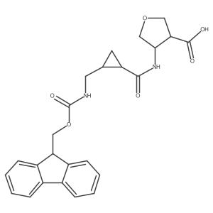 4-{2-[({[(9H-fluoren-9-yl)methoxy]carbonyl}amino)methyl]cyclopropaneamido}oxolane-3-carboxylic acid结构式
