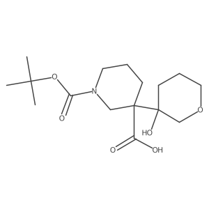 1-[(Tert-butoxy)carbonyl]-3-(3-hydroxyoxan-3-yl)piperidine-3-carboxylic acid结构式