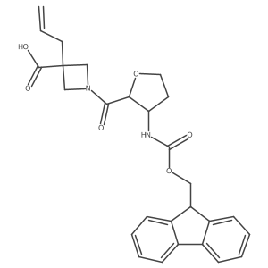 rac-1-[(2R,3S)-3-({[(9H-fluoren-9-yl)methoxy]carbonyl}amino)oxolane-2-carbonyl]-3-(prop-2-en-1-yl)azetidine-3-carboxylic acid结构式