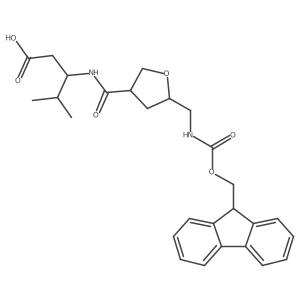 (3R)-3-{[(3RS,5RS)-5-[({[(9H-fluoren-9-yl)methoxy]carbonyl}amino)methyl]oxolan-3-yl]formamido}-4-methylpentanoic acid Structure
