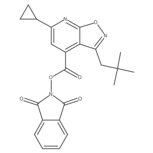 1,3-dioxo-2,3-dihydro-1H-isoindol-2-yl 6-cyclopropyl-3-(2,2-dimethylpropyl)-[1,2]oxazolo[5,4-b]pyridine-4-carboxylate结构式