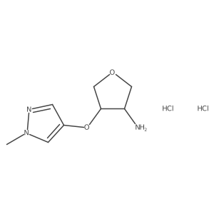 rac-(3R,4R)-4-[(1-methyl-1H-pyrazol-4-yl)oxy]oxolan-3-amine dihydrochloride Structure