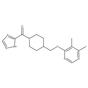 (4-(((5,6-dimethylpyrimidin-4-yl)oxy)methyl)piperidin-1-yl)(1H-1,2,4-triazol-3-yl)methanone结构式