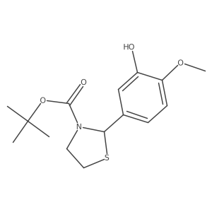 Tert-butyl 2-(3-hydroxy-4-methoxyphenyl)-1,3-thiazolidine-3-carboxylate Structure