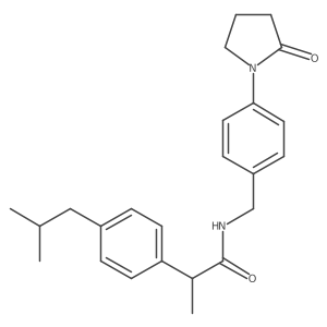 2-[4-(2-methylpropyl)phenyl]-N-{[4-(2-oxopyrrolidin-1-yl)phenyl]methyl}propanamide结构式