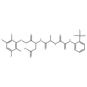 2-Oxo-N-[2-(trifluoromethyl)phenyl]glycyl-N-[(1S)-1-(carboxymethyl)-2-oxo-3-(2,3,5,6-tetrafluorophenoxy)propyl]-L-alaninamide Structure