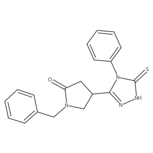 1-benzyl-4-(4-phenyl-5-sulfanylidene-4,5-dihydro-1H-1,2,4-triazol-3-yl)pyrrolidin-2-one Structure