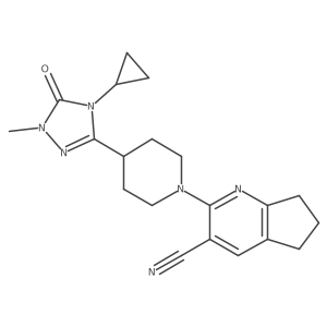 2-[4-(4-cyclopropyl-1-methyl-5-oxo-4,5-dihydro-1H-1,2,4-triazol-3-yl)piperidin-1-yl]-5H,6H,7H-cyclopenta[b]pyridine-3-carbonitrile Structure