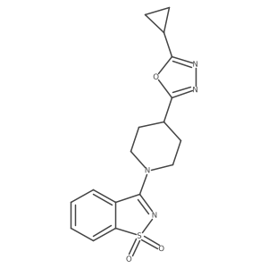 3-[4-(5-Cyclopropyl-1,3,4-oxadiazol-2-yl)piperidin-1-yl]-1,2-benzothiazole 1,1-dioxide结构式