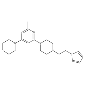 4-(2-methyl-6-{4-[2-(1H-1,2,3-triazol-1-yl)ethyl]piperazin-1-yl}pyrimidin-4-yl)morpholine结构式