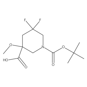 1-Tert-butoxycarbonyl-5,5-difluoro-3-methoxy-piperidine-3-carboxylic acid结构式