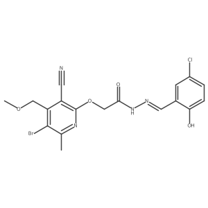 (E)-2-((5-bromo-3-cyano-4-(methoxymethyl)-6-methylpyridin-2-yl)oxy)-N'-(5-chloro-2-hydroxybenzylidene)acetohydrazide Structure