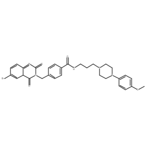 4-[(6-bromo-4-oxo-2-sulfanylidene-1,2,3,4-tetrahydroquinazolin-3-yl)methyl]-N-{3-[4-(4-methoxyphenyl)piperazin-1-yl]propyl}benzamide结构式
