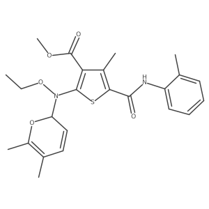 Methyl 2-((5,6-dimethyl-2H-pyran-2-yl)(ethoxy)amino)-4-methyl-5-(o-tolylcarbamoyl)thiophene-3-carboxylate Structure