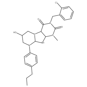3-[(2-chlorophenyl)methyl]-9-(4-ethoxyphenyl)-7-hydroxy-1-methyl-6,7,8,9a,10,10a-hexahydro-4aH-purino[7,8-a]pyrimidine-2,4-dione Structure