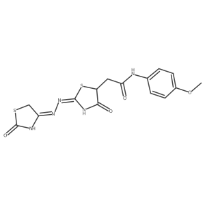 N-(4-methoxyphenyl)-2-((E)-4-oxo-2-((E)-(2-oxothiazolidin-4-ylidene)hydrazono)thiazolidin-5-yl)acetamide Structure