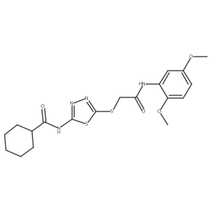 N-(5-((2-((2,5-dimethoxyphenyl)amino)-2-oxoethyl)thio)-1,3,4-thiadiazol-2-yl)cyclohexanecarboxamide结构式