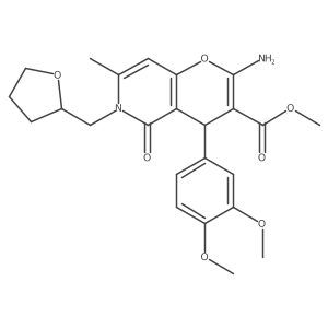 methyl 2-amino-4-(3,4-dimethoxyphenyl)-7-methyl-5-oxo-6-[(oxolan-2-yl)methyl]-4H,5H,6H-pyrano[3,2-c]pyridine-3-carboxylate Structure