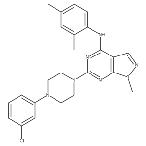 6-[4-(3-chlorophenyl)piperazin-1-yl]-N-(2,4-dimethylphenyl)-1-methyl-1H-pyrazolo[3,4-d]pyrimidin-4-amine Structure