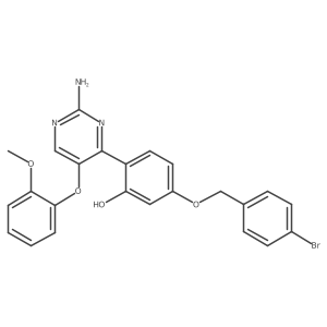 2-(2-Amino-5-(2-methoxyphenoxy)pyrimidin-4-yl)-5-((4-bromobenzyl)oxy)phenol结构式