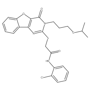N-(2-chlorophenyl)-2-({4-oxo-3-[3-(propan-2-yloxy)propyl]-3,4-dihydro[1]benzofuro[3,2-d]pyrimidin-2-yl}sulfanyl)acetamide结构式