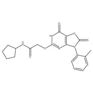 N-cyclopentyl-2-((7-oxo-2-thioxo-3-(o-tolyl)-2,3,6,7-tetrahydrothiazolo[4,5-d]pyrimidin-5-yl)thio)acetamide结构式