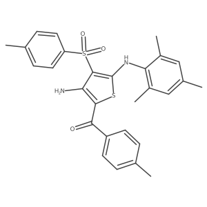 (3-Amino-5-(mesitylamino)-4-tosylthiophen-2-yl)(p-tolyl)methanone结构式