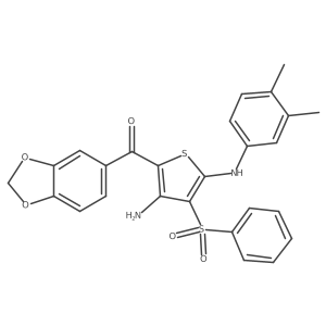 (3-Amino-5-((3,4-dimethylphenyl)amino)-4-(phenylsulfonyl)thiophen-2-yl)(benzo[d][1,3]dioxol-5-yl)methanone Structure